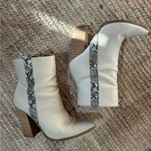 Dolce Vita White Snakeskin Booties